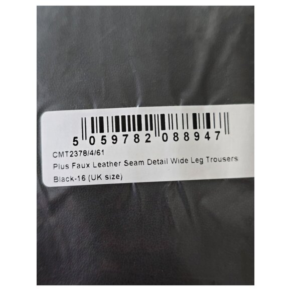 Women's Black Wide Leg Faux Leather Pants - Picture 9 of 10